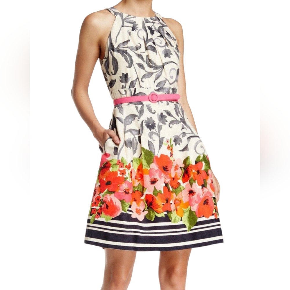 Eliza J Women's Multi Color Floral Fit & Flare Dress Size 10